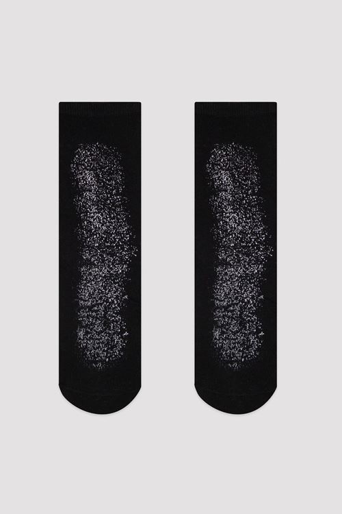 Siyah Parlak Soket Çorap