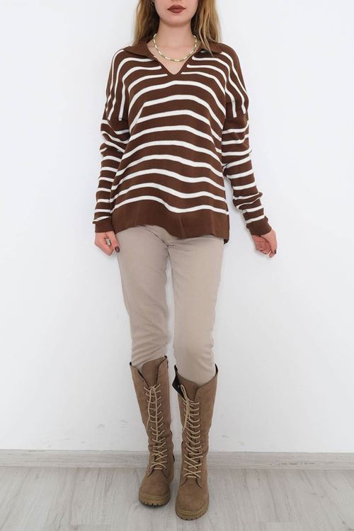 Polo Yaka Salaş Triko Kahve - 1038.1577.