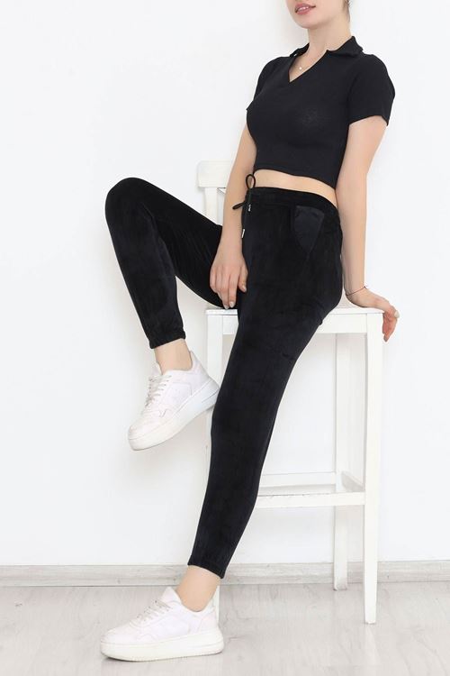 Kadife Eşofman Altı Siyah - 330354.1608.