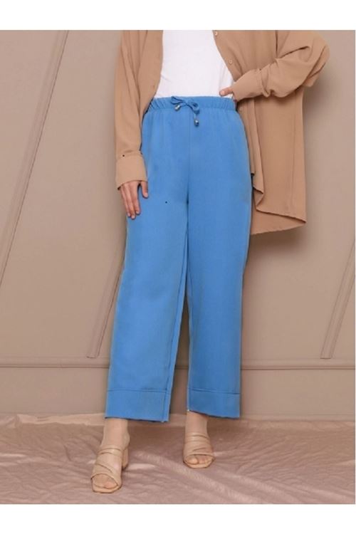 Bağcık detaylı double paça pantolon