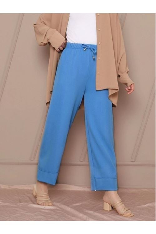 Bağcık detaylı double paça pantolon