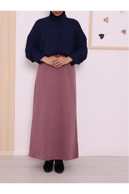 Beli bağcıklı lastikli çift cepli penye etek