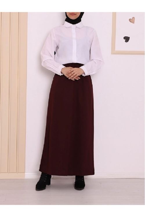 Beli bağcıklı lastikli çift cepli penye etek