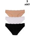 koza Dantel Detaylı 3lü Slip Külot